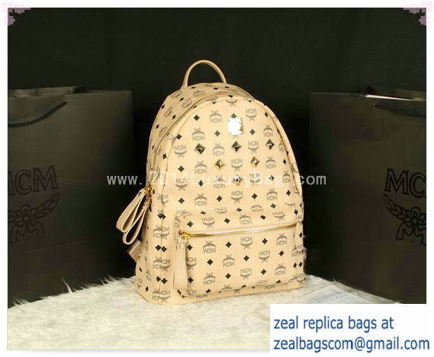 High Quality Replica MCM Stark Backpack Jumbo in Calf Leather 8006 Apricot - Click Image to Close